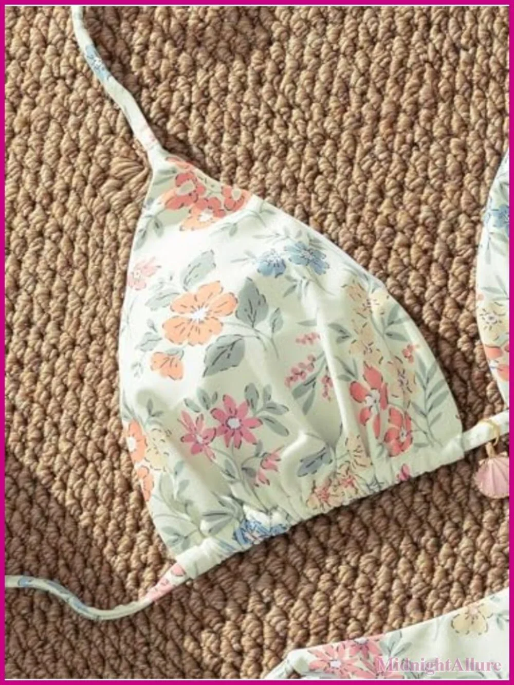 Women's Floral Bikini Set Halter High Waist Tie Back Swimwear